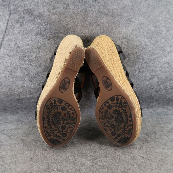 Sofft Shoes Womens 8.5 Sandals Wedge Espadrille Leather Strappy Platform Black - Picture 10 of 14